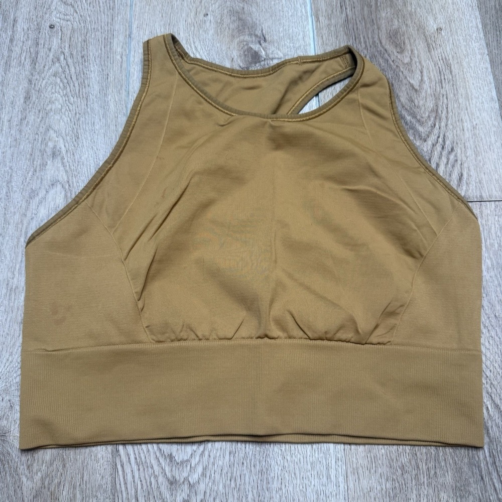 Lululemon Womens Gold Ebb To Train Racerback Strap Activewear Sports Bra Size 12